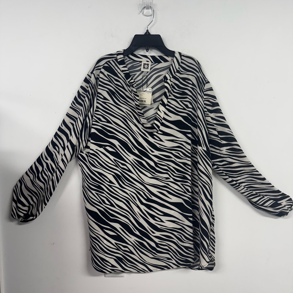 Anne Klein Black and White Zebra Print Blouse